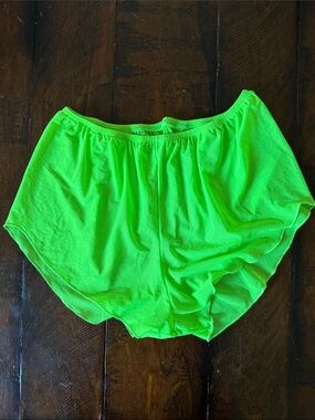 Chelsea B - Women's Sheer Overlay Dance Shorts - Neon Green